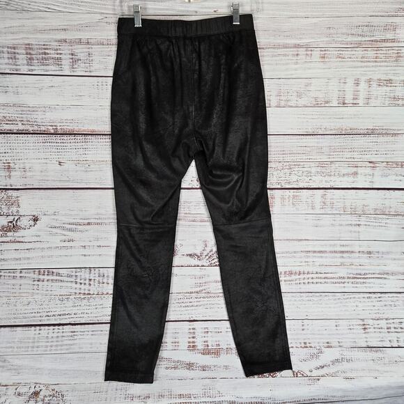 Free People Midnight Vegan Suede Pants S Black Pull On Leggings Stretchy Moto - Picture 2 of 12